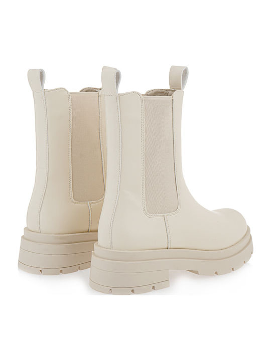 Γυναικεία Chelsea Μποτάκια με Μεσαίο Τακούνι Off White