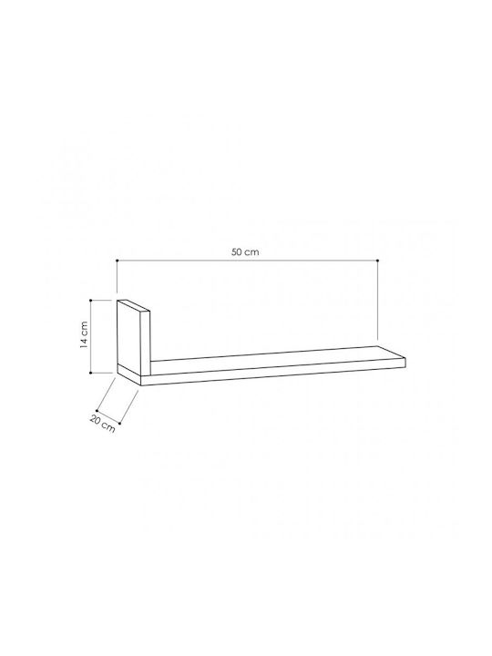 Shelves Wall Zeta Charcoal 3pcs 50x20x14cm