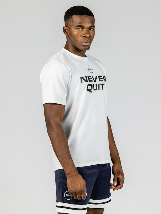 GSA Never Quit Herren Sport T-Shirt Kurzarm Weiß