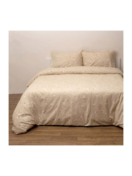 Viopros Duvet Cover Set Cotton Single with Pillowcase 160x240 Milan Beige