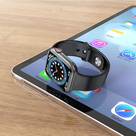 Hoco Y1 Pro Stainless Steel Αδιάβροχο Smartwatch με Παλμογράφο (Μαύρο)