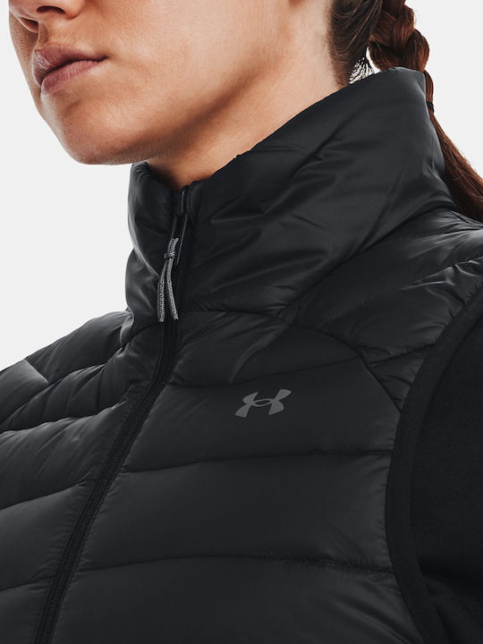 Scurtă Jachetă de femei Fără mâneci Puffer Waterproof pentru iarnă Black / Pitch Gray