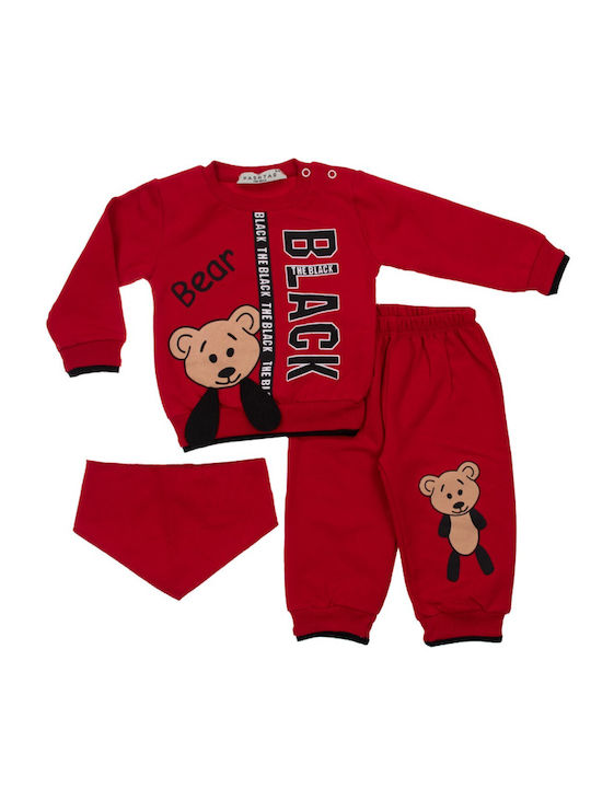 Hashtag Kids Sweatpants Set Red 3pcs