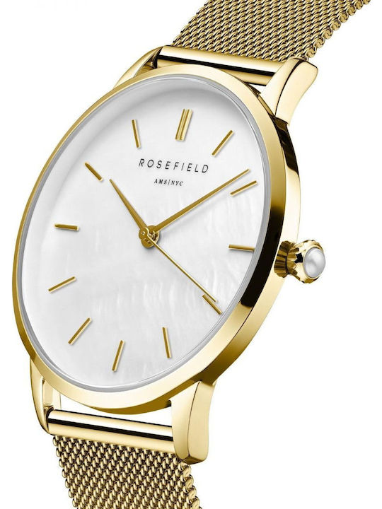 Rosefield The Pearl Дамски Часовник 36мм Кварцов със Златен Метален Верижка