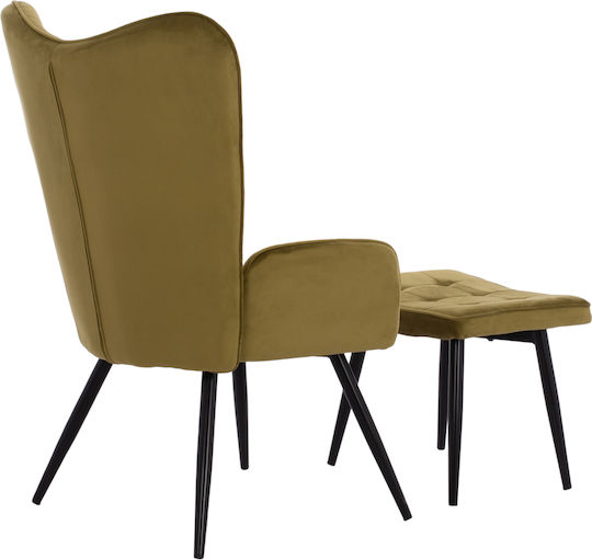 Crawley Hochlehner-Sessel mit Fußhocker Samt Olive 70x57x103cm