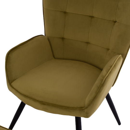 Crawley Hochlehner-Sessel mit Fußhocker Samt Olive 70x57x103cm