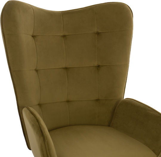 Crawley Hochlehner-Sessel mit Fußhocker Samt Olive 70x57x103cm