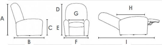Stylea II Relax Armchair with Footstool Titane 80x51x105cm