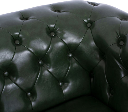 Chesterfield Πολυθρόνα από Δερματίνη Κυπαρισσί 106x87x70cm