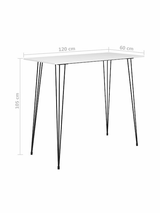 Τραπέζι Μπαρ με 4 Σκαμπό 120x60εκ. Λευκό / Μαύρο
