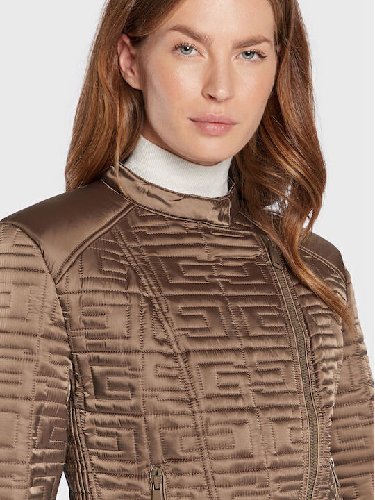 Women's Short Lifestyle Jacket for Winter Khaki