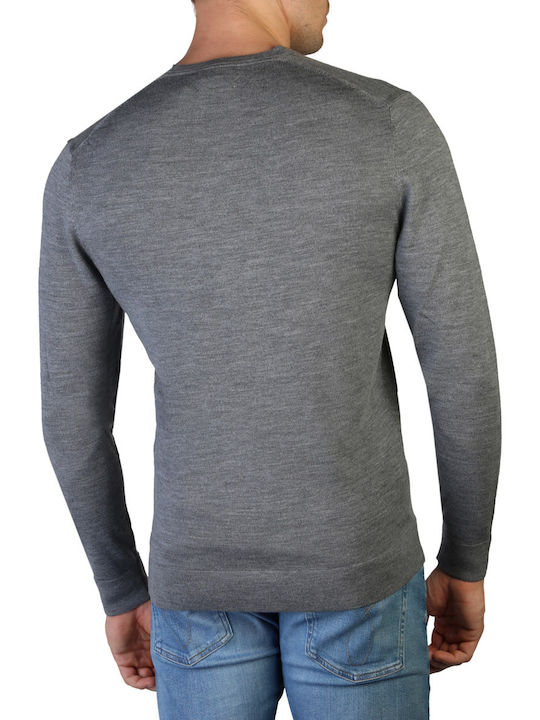 Calvin Klein Herren Langarm-Pullover mit V-Ausschnitt Gray