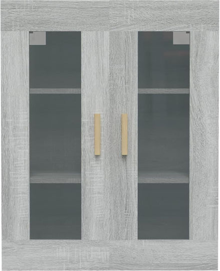 Wall Living Room Display Cabinet made of Particleboard with Glass 69.5x34x90cm