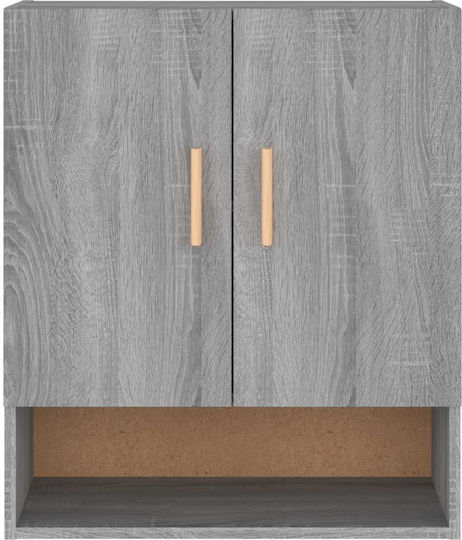 Hängeschrank für Wohnzimmer aus Spanplatte in Sonoma Grau 60x31x70 cm