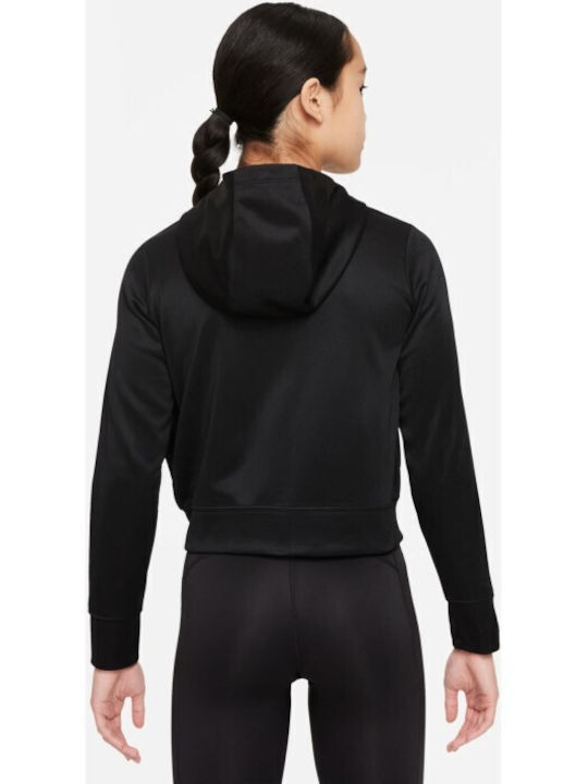 Nike Αθλητική Παιδική Ζακέτα Φούτερ με Κουκούλα Μαύρη Therma-Fit