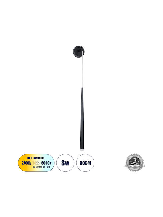 GloboStar TEARS Modern Wall Lamp with Integrated LED and Warm to Cool White Light Black 3.2x51.5cm