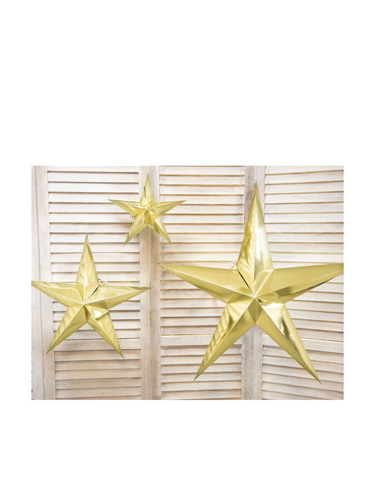 PartyDeco Weihnachtlicher Dekorativer Anhänger Stern Kunststoff Gold 1Stück