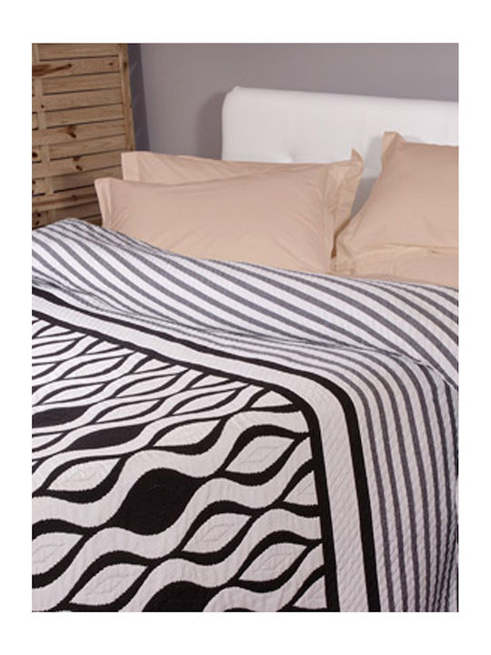 Palamaiki Diamond Coverlet Single from Cotton & Polyester Black / White 160x260cm