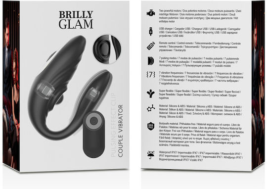 Brilly Glam Δονητής για Ζευγάρια με Απομακρυσμένο Έλεγχο Pulsing Effect Clip Couple Vibrator Black