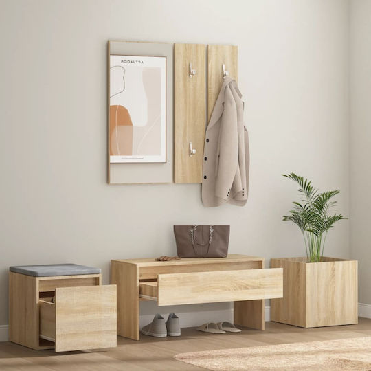 Eingangsmöbel mit Spiegel / Garderobe / Schuhschrank & Bank Sonoma Oak 80x30.5x40cm