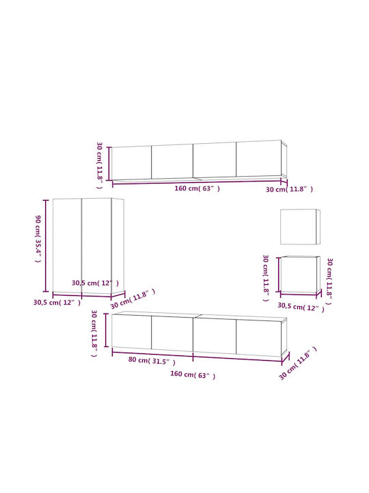 Wohnzimmer TV-Einheit Beige L80xB30xH90cm