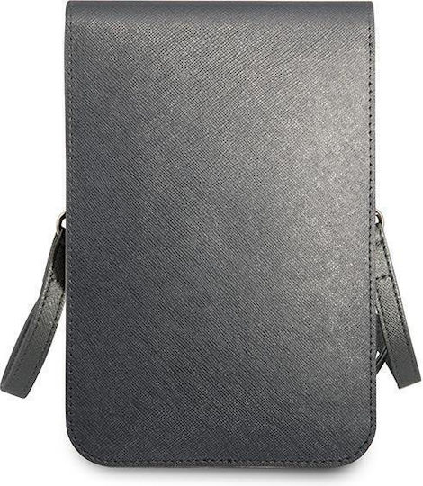 Guess Saffiano Triangle Logo Phone Bag Γκρι