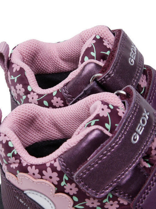 Baltic Kids PU Leather Boots with Hoop & Loop Closure Purple B2654A 0CEMN CF88F