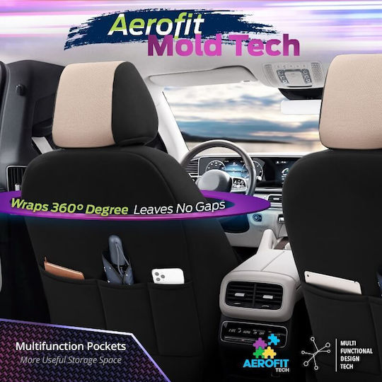 Leatherette Covers Set 11pcs Carbon Design Beige