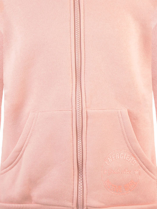 Kids Sweatshirt Cardigan Fleece with Hood Pink