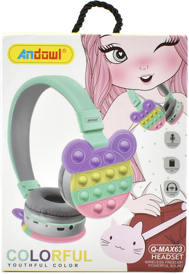 Andowl Q-MAX63 Kabellos / Kabelgebunden Kinder Am Ohr Kopfhörer mit Radio mit 5 Stunden Betriebszeit Lila