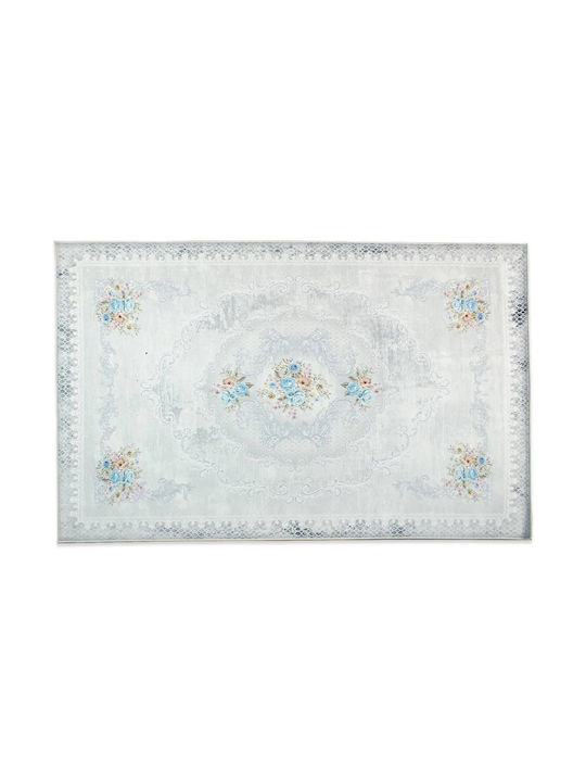 Tzikas Carpets 72005-022 Modern Bedroom Rug Set Cotton Damask Blue 3 Pieces