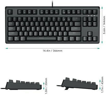 Aukey KMG14 Gaming Mechanical Keyboard Tenkeyless with Custom Blue switches and RGB lighting (English US)