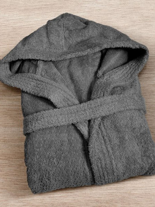 Lino Home Erasia Hooded Bathrobe Dark Grey 600gr/m²