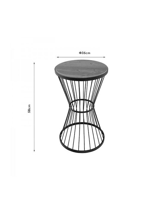 Round Side Table Yava Wooden Walnut / Black L35xW35xH58cm.