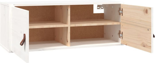 Hanging Living Room Cabinet Made of Solid White Wood 80x30x30cm