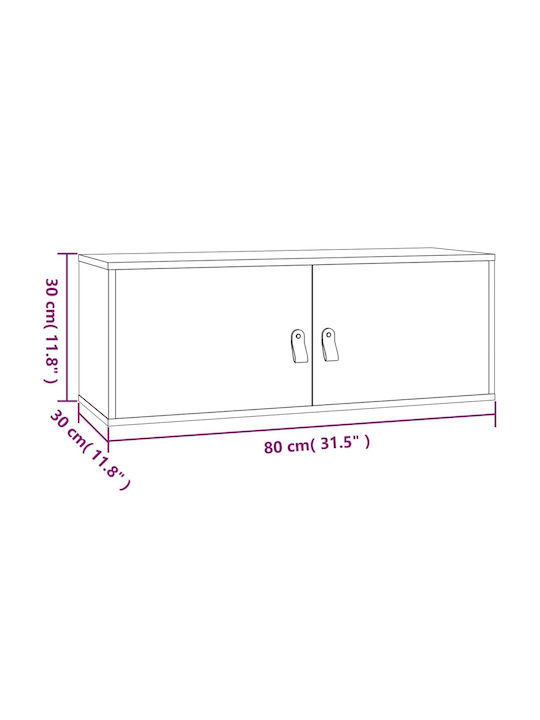 Hanging Living Room Cabinet Made of Solid White Wood 80x30x30cm