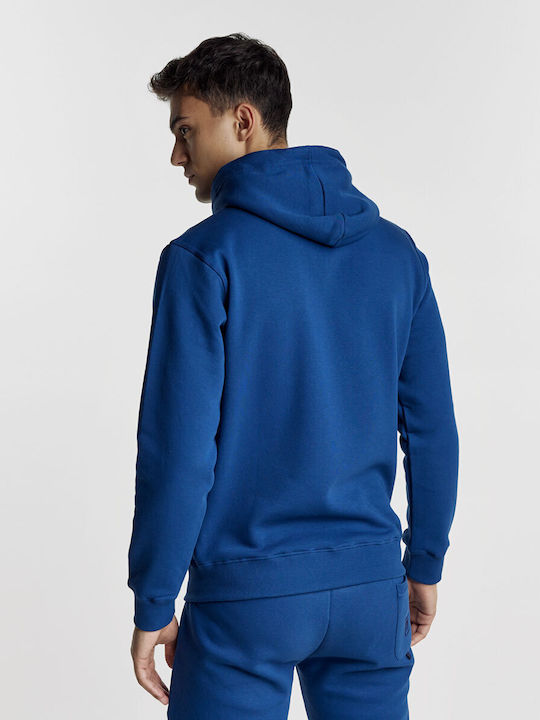 Guy Laroche Men's Sweatshirt with Hood and Pockets Blue