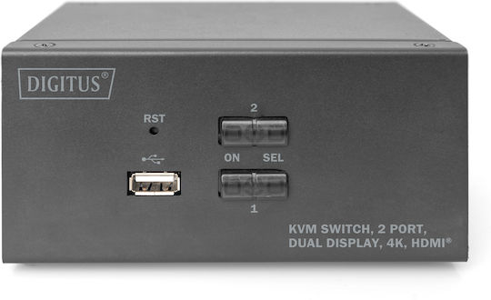 Digitus KVM Switch 2 Port Dual Display 4K HDMI