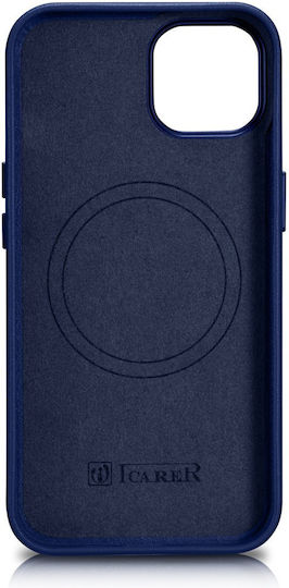 iCarer Genuine Leather Back Cover Δερμάτινο Μπλε (iPhone 14 Plus)