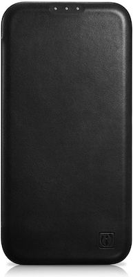 iCarer CE Oil Wax Premium Leather Folio Leather Book Black (iPhone 14 Plus)