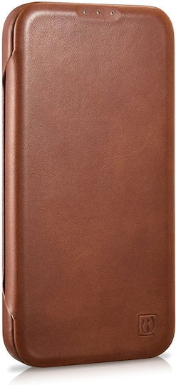 iCarer CE Oil Wax Premium Leather Folio Book Δερμάτινο Καφέ (iPhone 14)