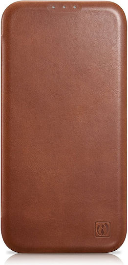 iCarer CE Oil Wax Premium Leather Folio Book Δερμάτινο Καφέ (iPhone 14)