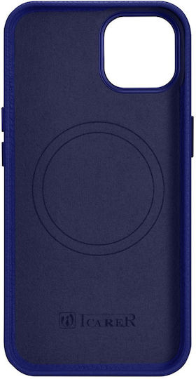 iCarer Litchi Premium Leather Back Cover Δερμάτινο Dark Blue (iPhone 14 Plus)