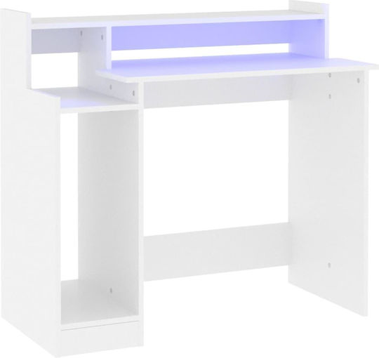 Computer Office Wooden White with LED & USB ports 97x45x90cm