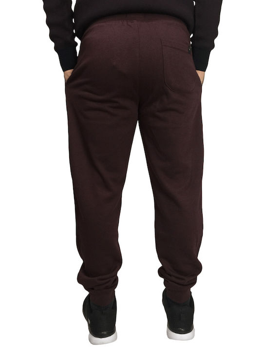 Double Men's Fleece Sweatpants with Rubber Burgundy