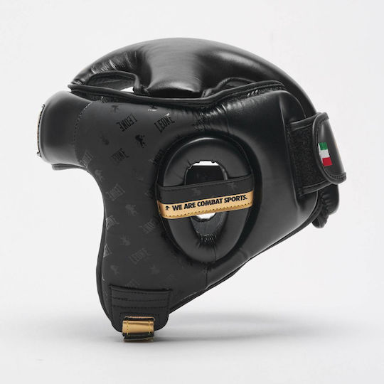 Leone DNA Adult Open Face Boxing Headgear Synthetic Leather Black