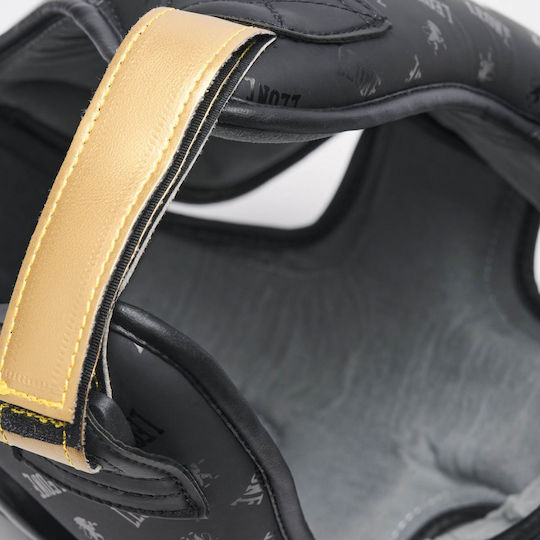 Leone DNA Adult Open Face Boxing Headgear Synthetic Leather Black
