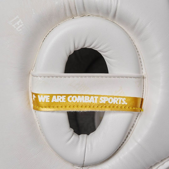 Leone DNA Adult Open Face Boxing Headgear Synthetic Leather White