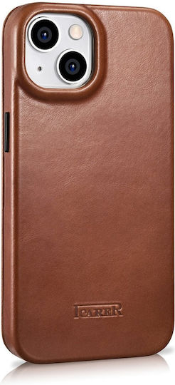 iCarer CE Oil Wax Premium Leather Folio Book Leather Brown (iPhone 14 Plus)