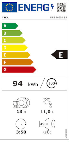 Teka за 13 комплекта Ш59.8xВ84.5см. Inox DFS 26650 SS